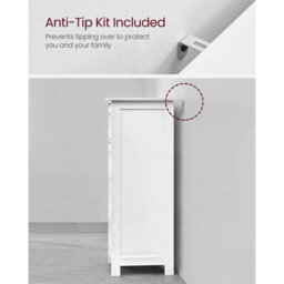 Songmics Bathroom Storage Cupboard Storage Cabinet Standing Wooden With 4 Drawers 30 X 30 X 82Cm White - thumbnail 5
