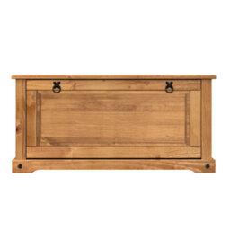 Mercers Furniture Corona Shoe Rack Bench 1 Shelf Storage Chest Cabinet Solid Wood Mexican Pine Wooden - thumbnail 3
