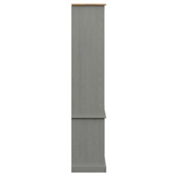 Berkfield Glass Display Cabinet Vigo Grey 85X35X170 Cm Solid Wood Pine - thumbnail 6