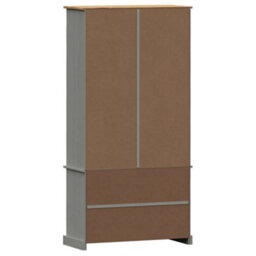 Berkfield Glass Display Cabinet Vigo Grey 85X35X170 Cm Solid Wood Pine - thumbnail 7
