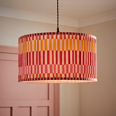 Valuelights Rae Large Stripe Multicolour Pleated Drum Ceiling Lamp Shade And Bulb (D)45Cm - image 1