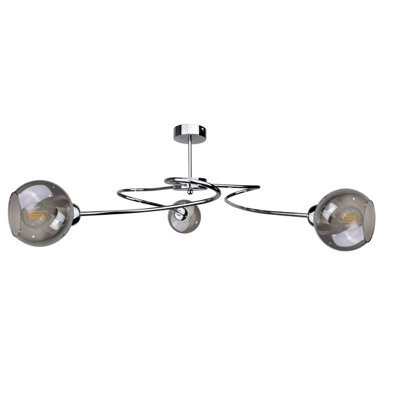 Luminosa Lighting Luminosa Blom Multi Arm Semi Flush Ceiling Light Silver, 65Cm, 3X E27