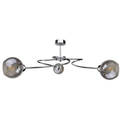 Luminosa Lighting Luminosa Blom Multi Arm Semi Flush Ceiling Light Silver, 65Cm, 3X E27