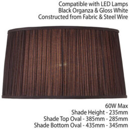 "17"" Luxury Oval Straight Sided Lamp Shade Black Pleated Organza Modern Elegant" - thumbnail 2