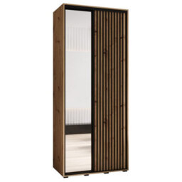 Arte Sapporo Ii - Oak Artisan Mirrored Sliding Door Wardrobe - Compact Storage For Modern Living (H)2050mm (W)1200mm (D)600mm - thumbnail 2