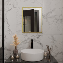 Harper & Harlow 390X500 Corvus Brushed Brass Squared Edge Mirror - thumbnail 7