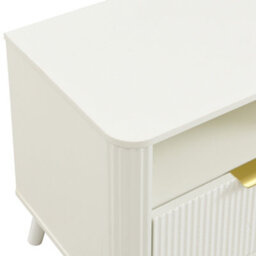 Abrihome Set Of 2 Fluted Bedside Tables With Drawer & Open Shelf, Rounded Corners, Cream White - thumbnail 7