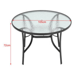 Breeins 5-Piece Garden Black Stackable Chairs And Tempered Glass Dining Table Set Furniture Set For Patio Lounge Balcony 105 Cm - thumbnail 5