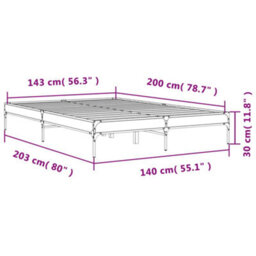 Berkfield Bed Frame Without Mattress Grey Sonoma 140X200 Cm - thumbnail 9
