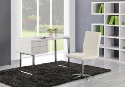 Centurion Supports Harmonia Gloss White With Chrome Legs 2-Drawer Contemporary Home Office Luxury Computer Desk - thumbnail 4