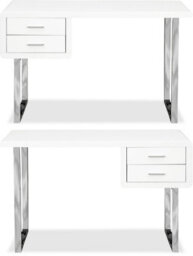 Centurion Supports Harmonia Gloss White With Chrome Legs 2-Drawer Contemporary Home Office Luxury Computer Desk - thumbnail 5