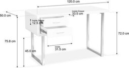Centurion Supports Harmonia Gloss White With Chrome Legs 2-Drawer Contemporary Home Office Luxury Computer Desk - thumbnail 7