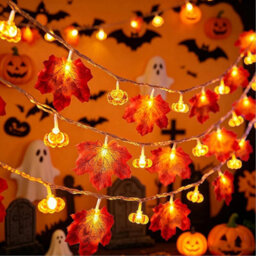 Pumpkin  Maple Leaf Halloween String Lights, 3M 20Led Fall Pumpkin Maple Leaf Garland For Home Decor, Thanksgiving - thumbnail 2