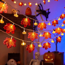 Pumpkin  Maple Leaf Halloween String Lights, 3M 20Led Fall Pumpkin Maple Leaf Garland For Home Decor, Thanksgiving - thumbnail 1