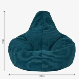 icon Dalton Cord Adults Bean Bag Recliner And Pouffe, Ready Filled Beanbag And Footstool Teal - thumbnail 7