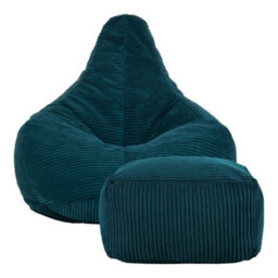 icon Dalton Cord Adults Bean Bag Recliner And Pouffe, Ready Filled Beanbag And Footstool Teal - thumbnail 4