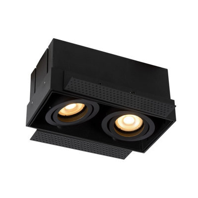 Lucide Trimless Modern Twin Recessed Downlight - 2Xgu10 - Black - image 1