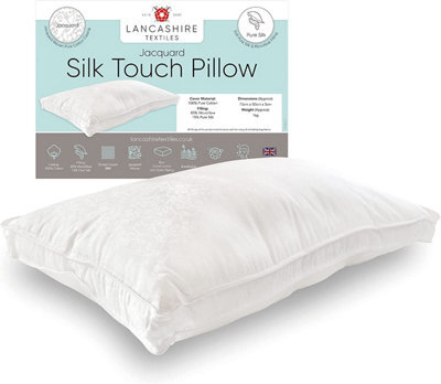 Lancashire Textiles 300 Thread Count Jacquard Cotton And Silk Blend Filling Box Pillow For Medium Support - Pillow Pair - image 1