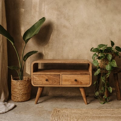 Wyld Haus Peschiera Mini Curved Oak Mango Wood Media Unit - image 1