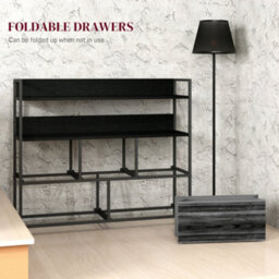 Homcom Bedroom Chest Of Drawers 5 Drawer Dresser W/ Shelves, Black - thumbnail 6