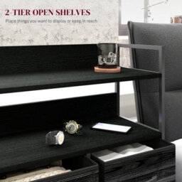 Homcom Bedroom Chest Of Drawers 5 Drawer Dresser W/ Shelves, Black - thumbnail 5