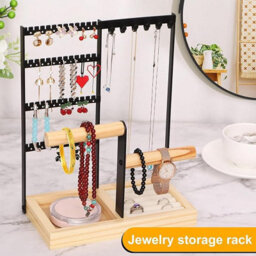 Xample Jewellery Organiser Jewellery Stand Holder, 4 Tiers Jewelry Stands Necklace Organizer Earring Holder, 10 Hooks Jewelry Tower Rack - thumbnail 3