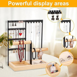 Xample Jewellery Organiser Jewellery Stand Holder, 4 Tiers Jewelry Stands Necklace Organizer Earring Holder, 10 Hooks Jewelry Tower Rack - thumbnail 2