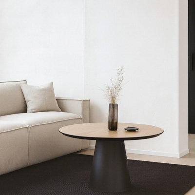 Oak Veneer Coffee Table With Black Metal Leg Cone 630 Oak Top - image 1