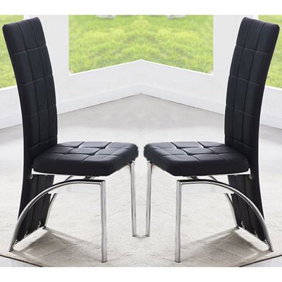 Furniture in Fashion Ravenna Black Faux Leather Dining Chairs In Pair - image 1