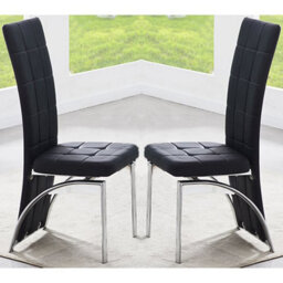 Furniture in Fashion Ravenna Black Faux Leather Dining Chairs In Pair