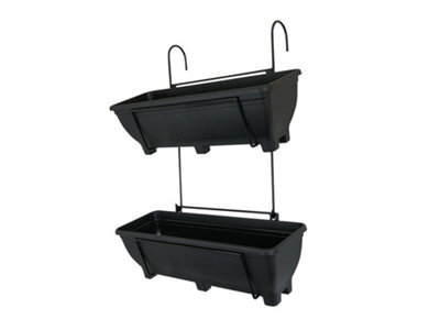 Garden Pride Double Balcony/fence Holder - Decorative Trellis Back Planter Holder - Charcoal - image 1