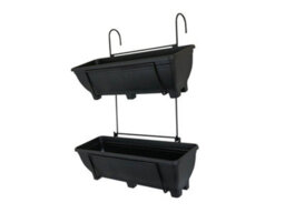Garden Pride Double Balcony/fence Holder - Decorative Trellis Back Planter Holder - Charcoal - thumbnail 1