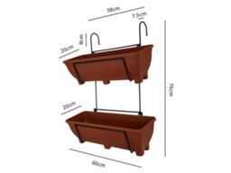 Garden Pride Double Balcony/fence Holder - Decorative Trellis Back Planter Holder - Charcoal - thumbnail 2