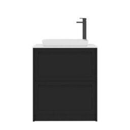 Royal Bathrooms Royal Bathroom Elmore 700mm Matt Nocturne Black Freestanding Bathroom Vanity Unit 2 Drawer Plain White Worktop With Qubix Basin - thumbnail 7