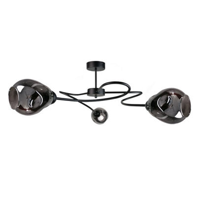 Luminosa Lighting Luminosa Zahra Multi Arm Semi Flush Ceiling Light Black, 67Cm, 3X E27