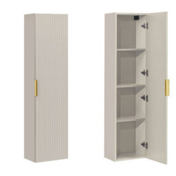 Impact Furniture Tall Bathroom Cabinet Wall Storage Unit Beige Cashmere Fluted Ribbed Slim Adel - thumbnail 2