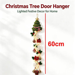Amorly 60Cm Glowing Christmas Door Hanger, Rustic Quilted Fabric Wreath, Light Up Christmas Decoration, Vertical Display(Christmas Tree) - thumbnail 3