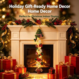 Amorly 60Cm Glowing Christmas Door Hanger, Rustic Quilted Fabric Wreath, Light Up Christmas Decoration, Vertical Display(Christmas Tree) - thumbnail 6
