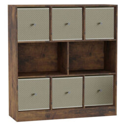 Urbn-Living Black, Beige - Asymmetrical 8 Cube Bookcase Unit W/ 6 Drawer Inserts - thumbnail 9