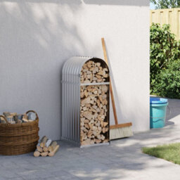 Walplus Log Holder Silver 40X45X100 Cm Galvanised Steel - thumbnail 1