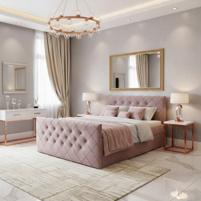 Malaga M 120X200 Upholstered Bed With Topper Mdf Laminated Board Frame Hr Foam Bonnell Springs Wooden Slatted Base Lilac - image 1