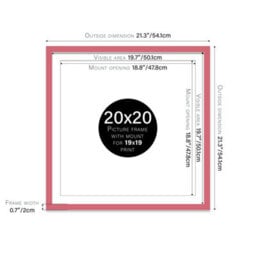 "20X20"" Pink Picture Frame - 20X20"" Square Frame With 19X19"" Mount For 20X20""/19X19"" Pictures Classic Style Photo Display, 1 Pack" - thumbnail 2