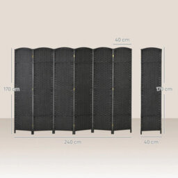 6 Panel Folding Room Divider, Privacy Screen - thumbnail 2