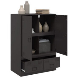 Berkfield Highboard Black 67X39X95 Cm Steel - thumbnail 5