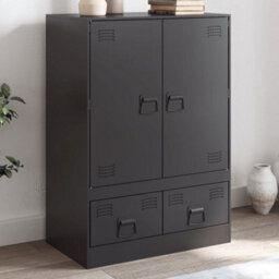 Berkfield Highboard Black 67X39X95 Cm Steel - thumbnail 1