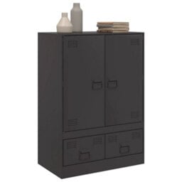 Berkfield Highboard Black 67X39X95 Cm Steel - thumbnail 4