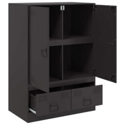 Berkfield Highboard Black 67X39X95 Cm Steel - thumbnail 7