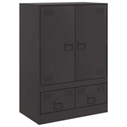 Berkfield Highboard Black 67X39X95 Cm Steel - thumbnail 2