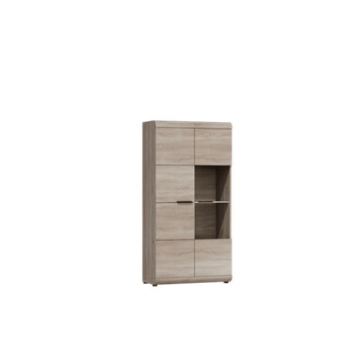 Arte Link Contemporary Display Highboard Cabinet 2 Hinged Doors 6 Shelves Oak Sonoma Effect (H)1580mm (W)800mm (D)370mm - image 1