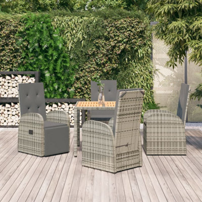 Berkfield 5 Piece Garden Dining Set Grey Poly Rattan&solid Wood Acacia - image 1